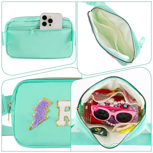 Image of PainZieteg Fanny Pack for Girls Chenille Letter Belt Bag Crossbody for Kids | Preppy Nylon, Waterproof, Gold-Plated Zipper, Adjustable Strap, Birthday Christmas Easter Gifts for 4-13 Year Old Teen Girls