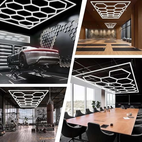 Luces hexagonales de garaje LED de 672W y 6500K para iluminar talleres y almacenes 3