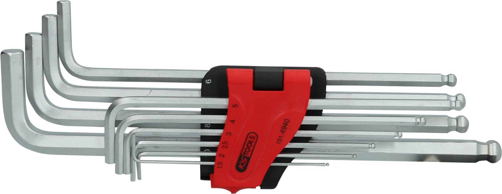 KS Tools 151.4940 Ball Ended Hexagon Key Wrench Set,Extra Long,10 pcs, Rot - Image 2