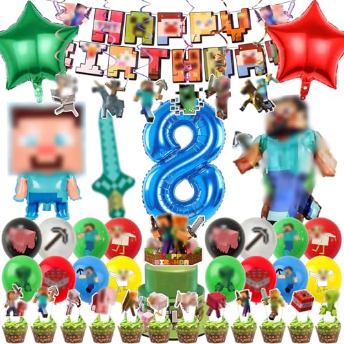 Huangzd 54 Peças Balões de Aniversário Piex 8 Anos Menino, Decoração de Aniversário Balões Piex, Balões de Aniversário Infantil, Conjunto de Balões para Festa de Aniversário de Crianças (8)