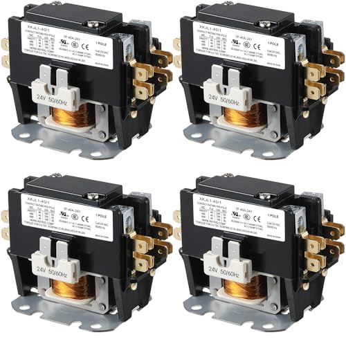 Dreyoo 4 Pack 24V Coil 40A 1 Pole Air Conditioner Contactor, UL Certified Carrier HVAC Motor Contactor, Air Conditioner Replacement Relay, Compatible with C230b, Heat Pump, Refrigeration Systems