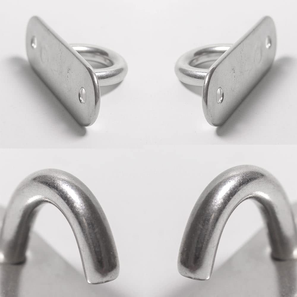 4 Pack Stainless Steel 304 Ceiling Hooks M8 Heavy Duty Oval Open Hooks Pad Eye Plate Anchor Heavy Duty Screw Wall Mount Hook for Hanging Lamp Plant Basket Ceiling Fan Tool Marine Deck Hardware - Image 2