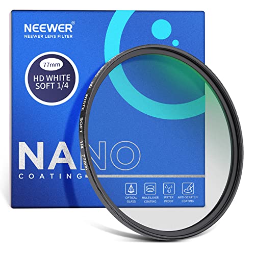 NEEWER 77mm Soft White Diffusion 1/4 Cinematic Dream Mist Effect, Ultra Thin Waterproof and Scratch Resistant