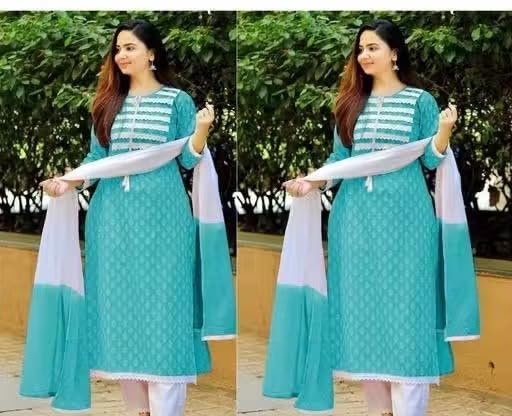 Image of Women's Black Kurti with Palazzo Set, Floral Print, Ethnic Wear, Straight Kurta