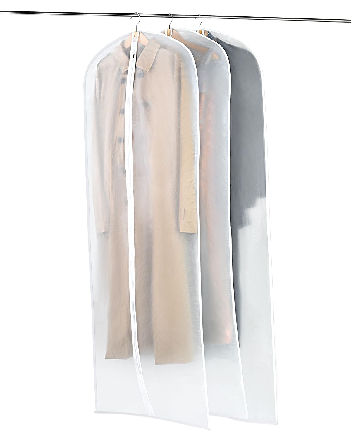 OTraki Fundas Ropa Armario 3 PCs, 60 x 180cm Funda Traje Hombre Funda Vestido Largo Mujer para Viaje, Transparente Bolsas de Traje con Cremallera Impermeables con Humedad para Trajes Vestidos Camisas