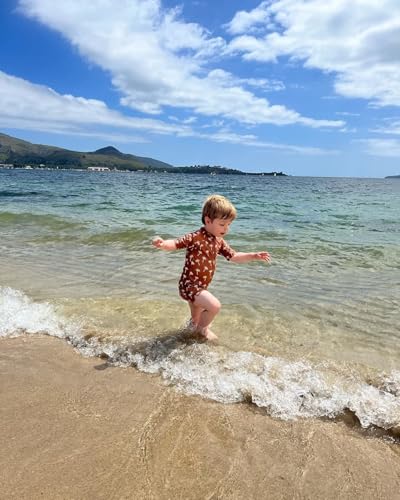 Image of Girls One Piece Swimsuit Zipper Long Sleeve Rash Guard Green Striped Sunsuit Seersucker Bathing Suit with Ruffle Butt