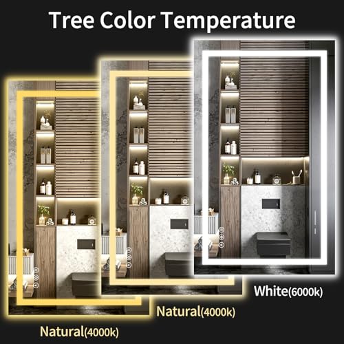 36"x48" LED Bathroom Mirror with Lights, Dimmable, Anti-Fog, Lighted Bathroom Vanity Mirror for Wall, Backlit + Front Lit, Memory Function, Shatter-Proof, Tempered Glass - Image 6