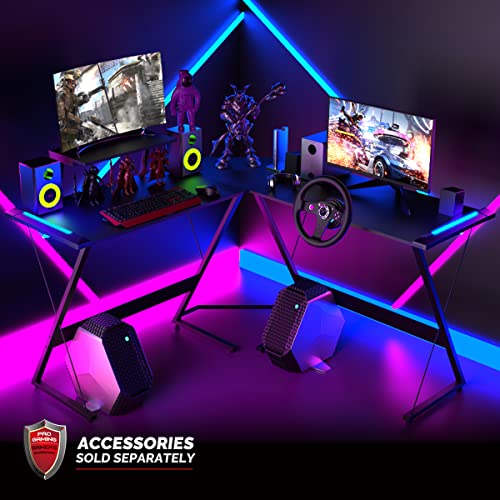 Yoribo Gaming Desk With Led Light,L Shaped Gaming Desk,Computer Desk,Gaming Table,Gaming Desk With Led Lights,Rgb Desk,Gaming Home Office Desk With Carbon Fiber Surface (Black, 80 Inch) #TOP1