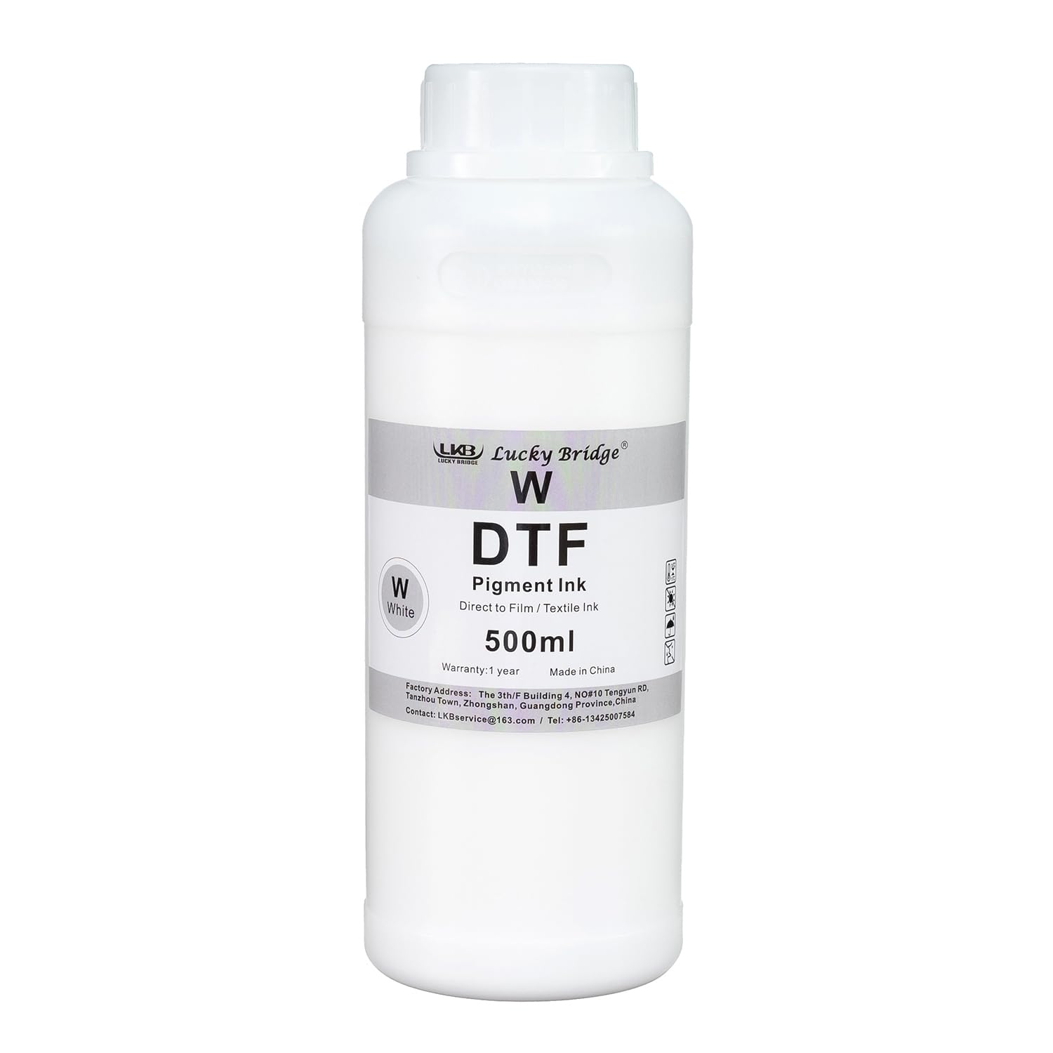 Encre Blanche DTF 500 ML pour Imprimante Epson | Encre à Pigments, Qualité Supérieure, Transfert Thermique PET, Compatible Têtes DX5 DX7 5113 XP600