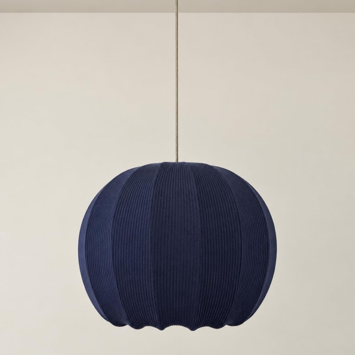 CGC Lighting Indoor Lamp Shade Ribbed Stretch Cotton Fabric Hanging Ceiling Floor Table Lamp (Navy Round)