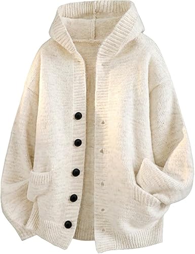 Men's Cable Knit Hooded Cardigan Jackets Long Sleeve Chunky Fleece