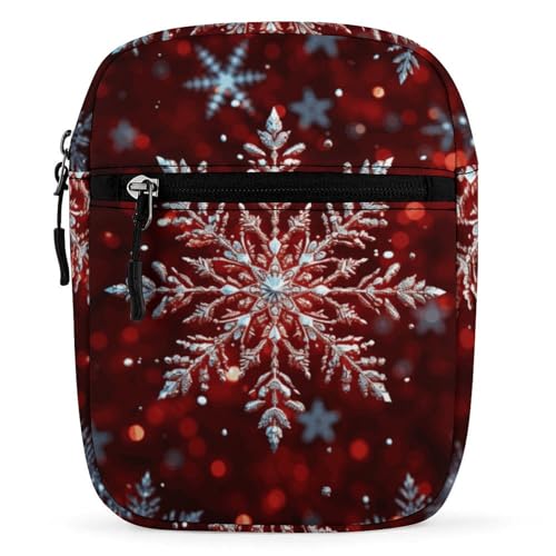 Personalized Small Crossbody Bag Water Resistant Messenger Bags Mini Christmas Snowflake Printing SlingBag For Men Women