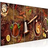 Runa Art Bild Küche Kaffee Mokka 5 Teilig Kaffeebohnen Braun Wandbilder auf Vlies Leinwand 044755b