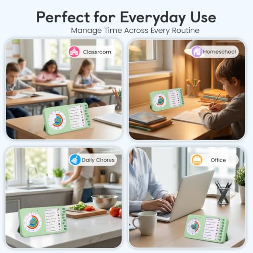 Image of 2-in-1 Visual Timer ADHD with Planning Board, to-Do List, Checklist | 60 Minute Visual Countdown Timer, Visual Schedule Planner & Chore Chart for Kids, Classroom, Home, Homeschool (Green)