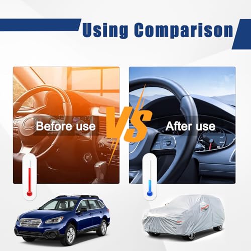 Image of Kayme 6 Layers SUV Car Cover Custom Fit for Subaru Outback (1994-2025) Waterproof All Weather for Automobiles, Outdoor Full Cover Rain Sun UV Protection.Silver