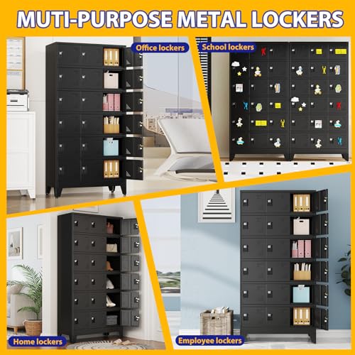 Image of PAOFIN Metal Storage Lockers for Employees with Lock,Metal Storage Locker with 18 Doors for School Garage Office Gym Bedroom,Assembly Required,18 Door Black