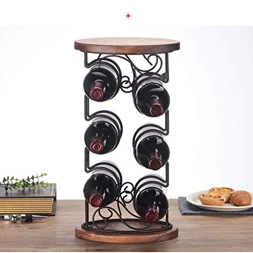 Soporte para 6 botellas de vino de madera y hierro forjado miniatura 5