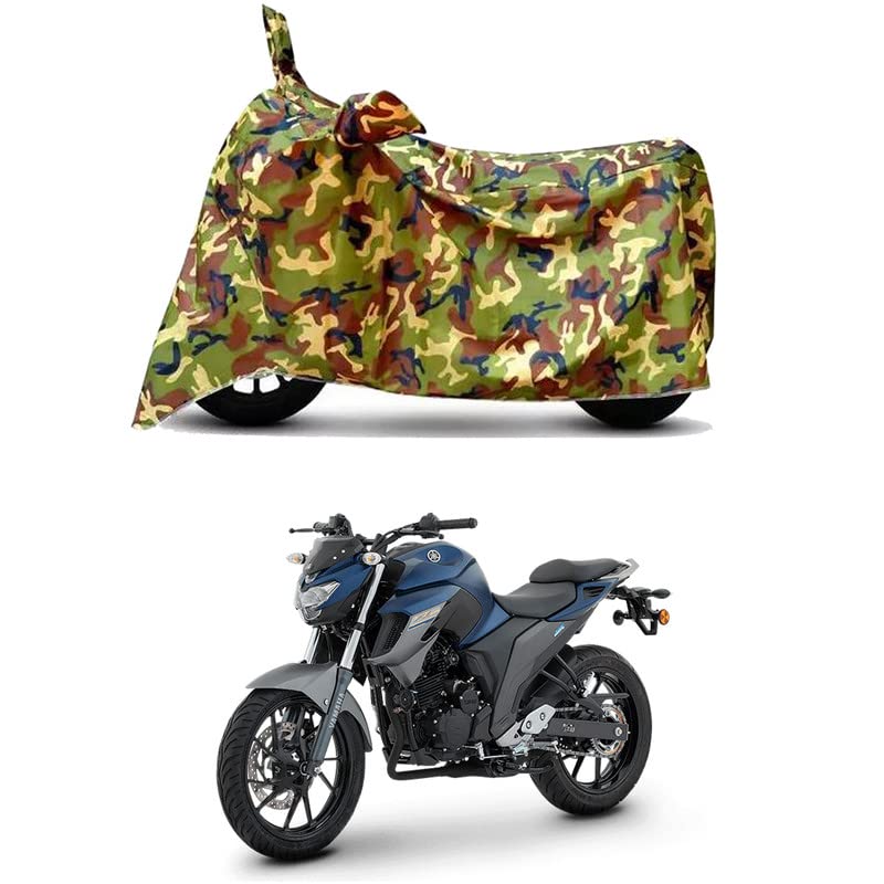 Image of Waterproof 100% PVC Coated Full Bike Scooty Two Wheeler Body Cover Compatible for Yamaha FZ 25 /UV-Rays /Heat Protection /Birds Dropping /Scratchproof /Dust Proof /All Varients[6X6 Jungle Print]