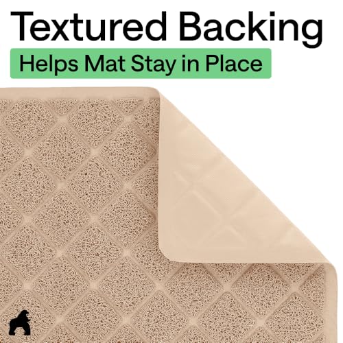 Image of GORILLA GRIP Cat Litter Box Mat, 32x32, Cushioned Coil Mesh Litter Trapping Mats, Scatter Control Supplies for Less Mess, Phthalate Free, Ultra Deep Catch Grooves, Rinse or Vacuum to Clean, Beige