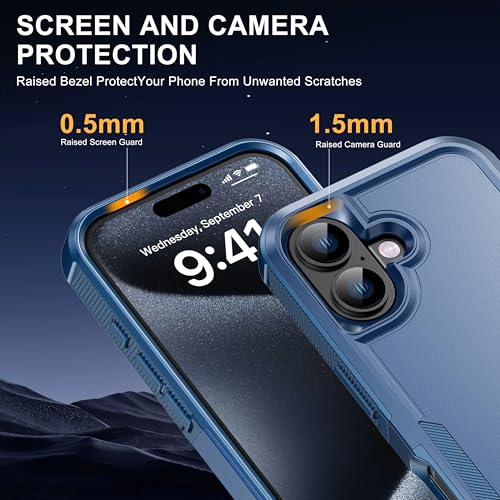 RonShieh for iPhone 17 Case [Shockproof] [Dropproof] [Heavy Duty Protection] [Pocket-Friendly] Slim & Tough Non-Slip Protective Phone Cover, Blue with Screen Protector by RonShieh - Used condition - Image 4