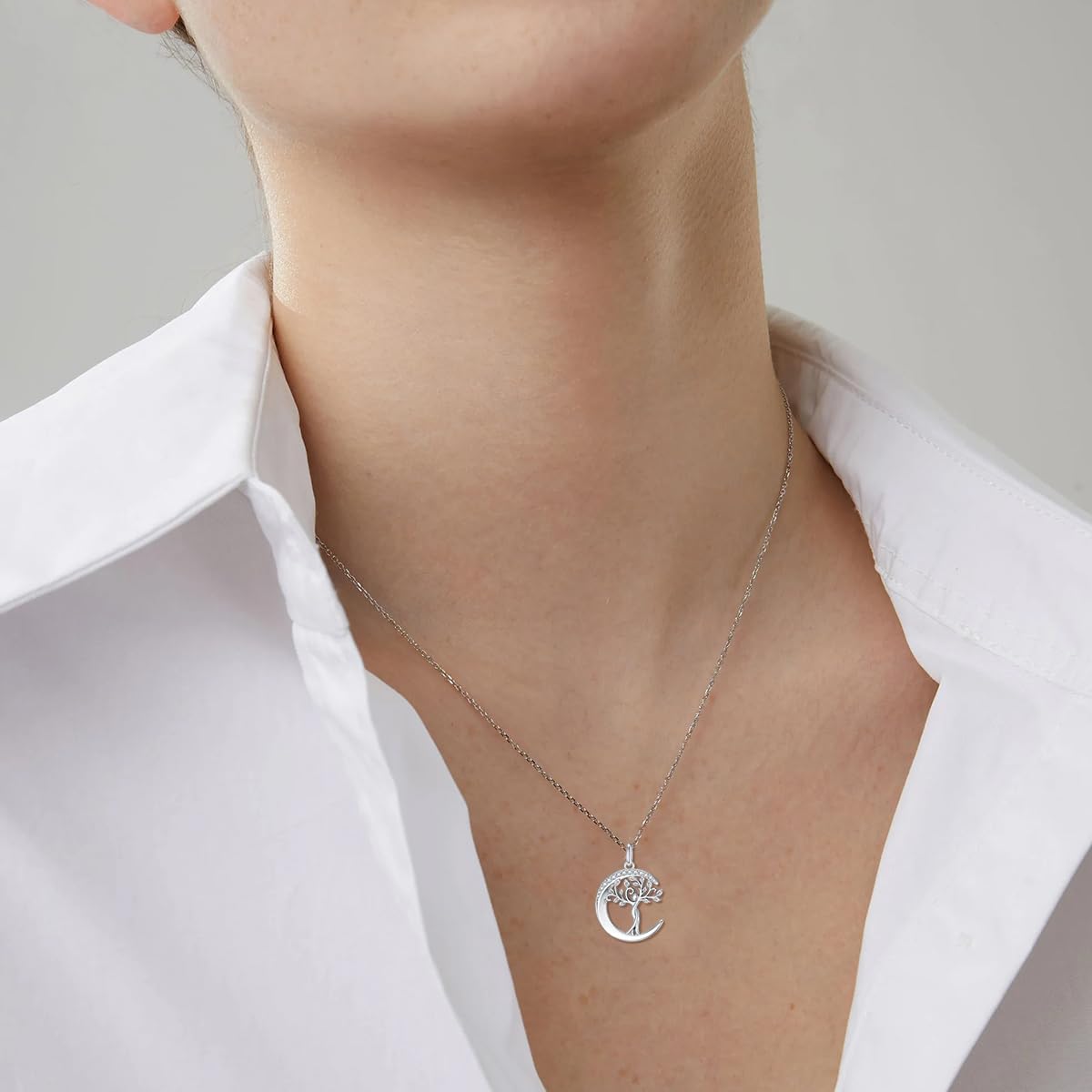 Diamond Tree of Life Necklace for Women in 925 Sterling Silver Tree of Life Jewelry Gifts - Image 4