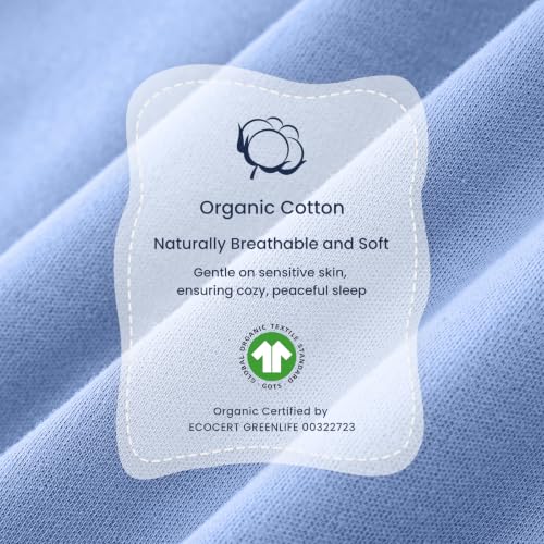 Image of Kaiyababy Organic Cotton Baby Sleep Sack, 1.0 TOG Wearable Blanket, 18-36M | Safe Sleep Design, CPSC Tested, GOTS Certified, Organic Cotton & Camel Wool Filling, Temp Sensing Sticker, Two-Way Zipper