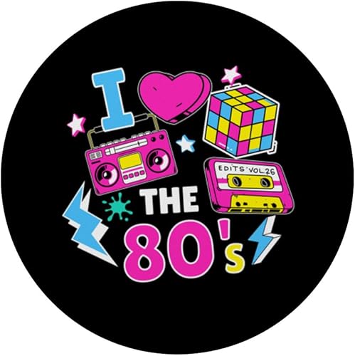 Miniatura 3 de I Love the 80s Cassette Boombox Colorful Retro Design PopSockets Adhesive PopGrip
