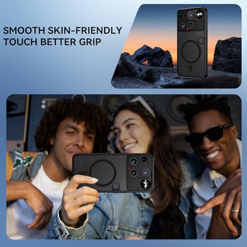 Image of GUAGUA for Nothing Phone 3 Case, [Compatible with MagSafe] Magnetic Anti-Scratch Translucent Matte Back Slim Shockproof Phone Cover for Nothing Phone 3,Black