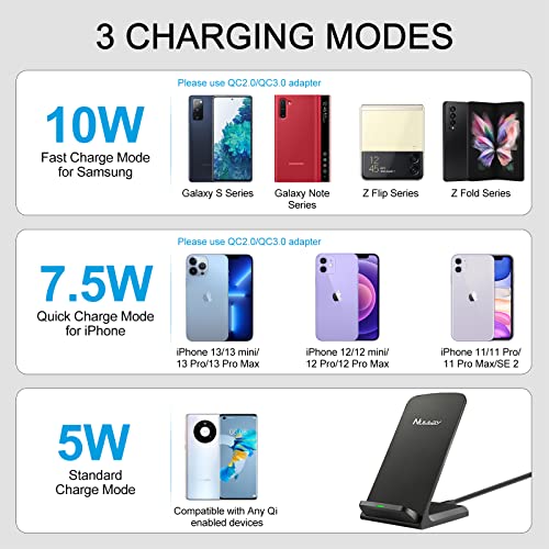Wireless Charger for Samsung Galaxy S24+ | S24 Ultra | S23 | S22 | S21 | S20 FE | S10 | S10e | S9 Plus | S8 | Note 20 | 10 | 9 | 8 | Z Flip Fold 5 4 3 Qi-Certified 10w Fast Charging Stand