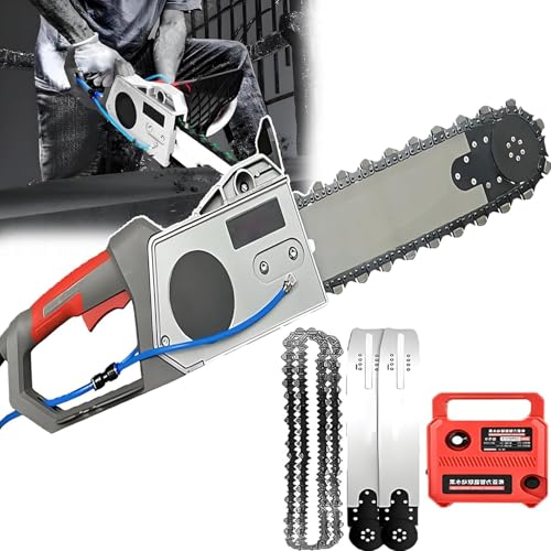 Taglierina elettrica da parete diamantata da 5800 W/6500 W, sega per calcestruzzo da 13 pollici/18 pollici con soppressione della polvere alimentata ad acqua, 2 catene e 2 barre guida per il taglio