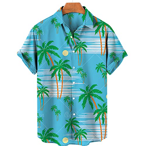 Chemise hawaïenne de plage pour hommes tenue de vacances azur