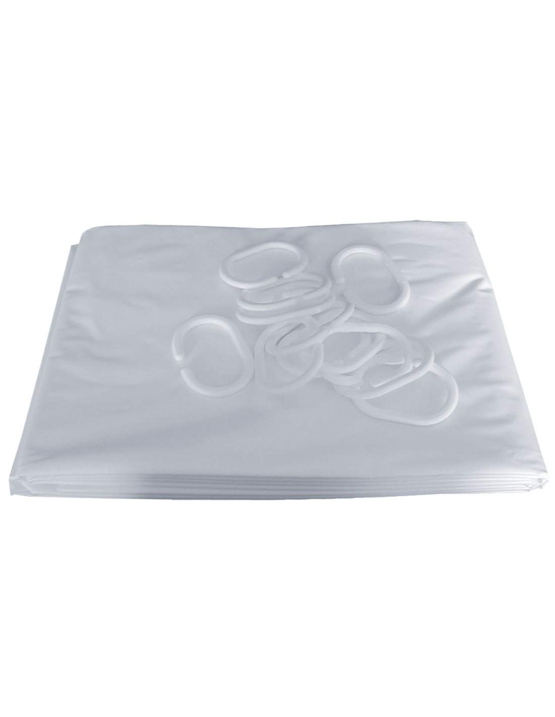 rideau de douche - hauteur 200 cm - largeur 180 cm - 8 anneaux plastique blanc - pellet 804182