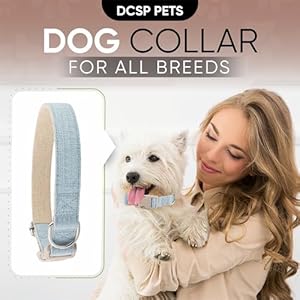 Dog Collar – Heavy-Duty Dog Collar for Small Dogs, Medium and Large – Eco-Friendly Natural Fabric – Durable and Skin-Friendly – Soft Dog Collar for All Breeds (small, light blue)