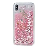MARBLEFY Personalized Pink Glitter case for iPhone Xs Max/Xr/Xs/X/8/7/6/Plus Spiracle Holographic Quicksand Protective Clear Case