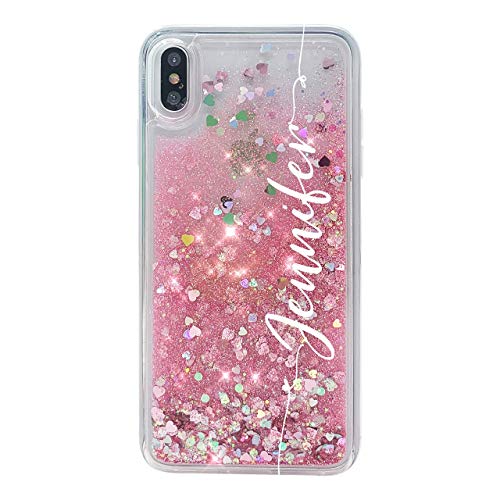 MARBLEFY Personalized Pink Glitter case for iPhone Xs Max/Xr/Xs/X/8/7/6/Plus Spiracle Holographic Quicksand Protective Clear Case