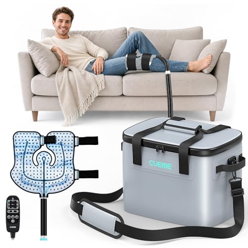 CUEME Ice Machine for Knee After Surgery Programmable Timer Cold Therapy Machine for Knee Replacement with Enlarged Compression Pad (14.37 X 13.98) Cryotherapy Pain Relief for Shoulder/Hip/Ankle