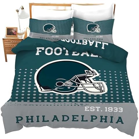 American Football Bedding Set City Classic Duvet Cover Football Player Helmet Comforter Set Rugby Sports Twin Full Queen King Size Quilt Set for Boys Kids Teenagers Adults Men Women with 2 Pillowcases Cover