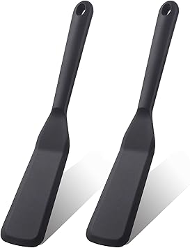 2 PackPlastic Spatula for Nonstick Cookware, Thin Spatulas Silicone Heat Resistant, Pancake Spatula, Small Spatulas for Kitchen Use, Cooking, Flipping, Omelets, Egg, Brownie, Crepe