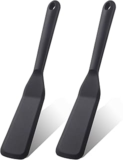 【2 Pack】Plastic Spatula for Nonstick Cookware, Thin Spatulas Silicone Heat Resistant, Pancake Spatula, Small Spatulas for Kitchen Use, Cooking, Flipping, Omelets, Egg, Brownie, Crepe