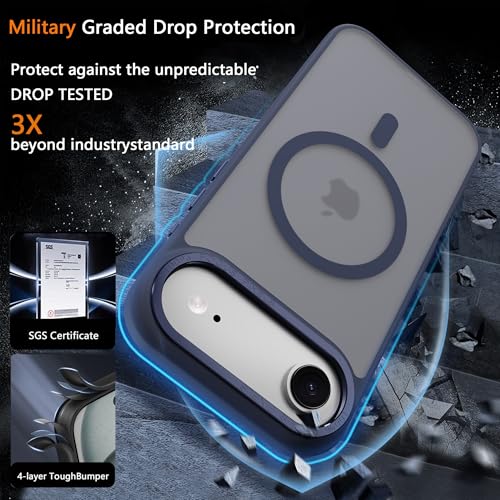 Image of Magnetic for iPhone 17 Air Phone Case, [Compatible with MagSafe], Screen Protector X1, [Military Grade Drop Protection],Matte Finish,Slim,Shockproof,Protective (Blue, iPhone 17 air)