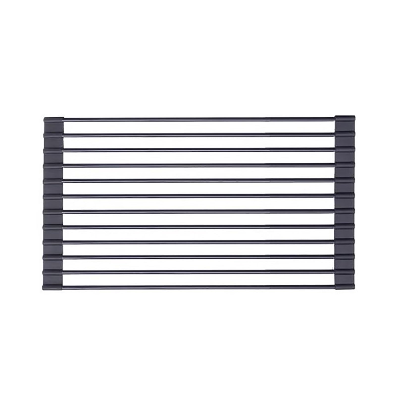Escurridor plegable de acero inoxidable para secar sobre el fregadero, organizador de cocina multifuncional para platos, cuencos, frutas y verduras (negro, XXXXgrande)