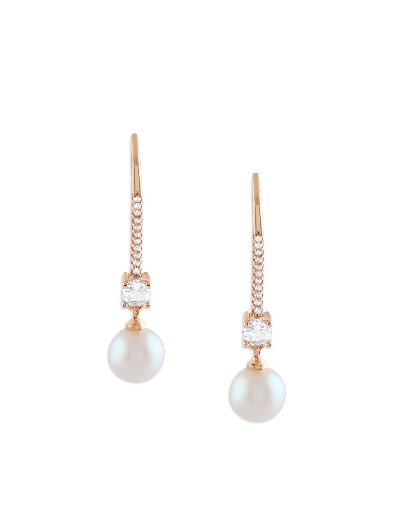 Zaveri Pearls Rose Gold Tone Contemporary Cubic Zirconia Brass Pearl Drop Earring For Women-ZPFK17152 (B0CRRND7N9) Amazon Price History, Amazon Price Tracker