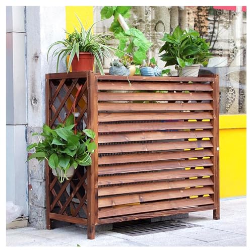 Cache climatiseur extérieur bois 100x43x94 cm avec panneaux treillis de protection