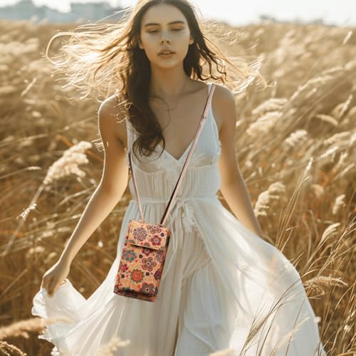 Phone Purse Crossbody bags Shoulder Bag for Women- Cork Small Cellphone Wallet with Adjustable Strap Zipper and Card Slots3