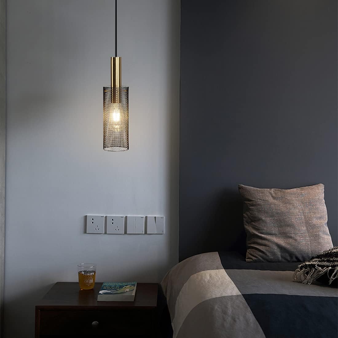 LED Chandeliers , Modern Pendant Lighting 1-Light V-intage Industrial Hanging Light Fixtures with Cylindrical Mesh Hollow Shade Simplicity Kitchen Island Lighting for Bedside Living Room Farmhouse Foy