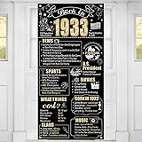 90th Birthday Decorations Back in 1933 Door Banner for Men Women, Black Gold Happy 90 Birthday Door