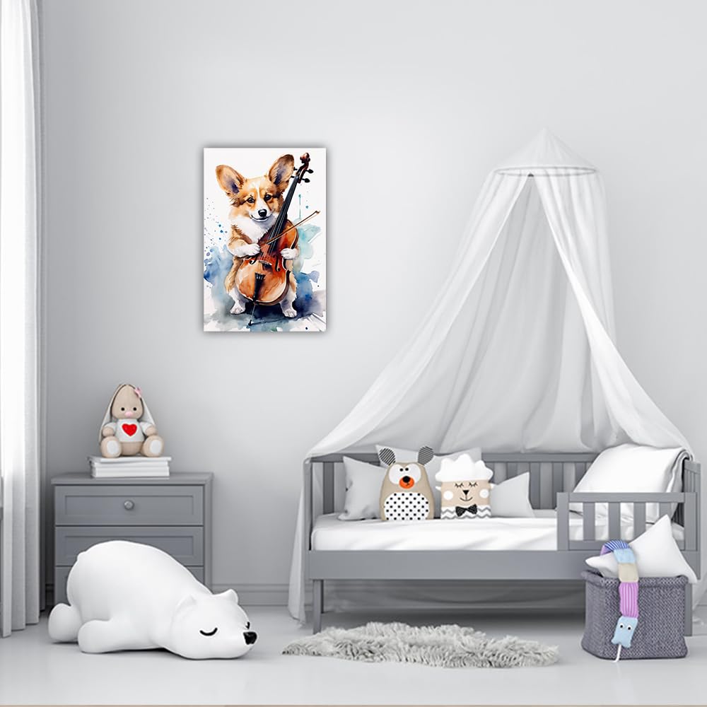 Degona Quadri Moderni Cameretta Bambini ANIMALI ACQUERELLO 4 pz. cm 30x30 cad. Stampa su Tela CANVAS Arredamento Arte Arredo per camera bambini maschio e femmina (celeste