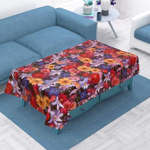 Image of Dakshya Industirs PVC Waterproof Table Cover 36x54 Inch Floral Printed Center Table Cover Washable Plastic Table Sheet Oilproof Dining Table Cover for Coffee Table Living Room Home (Floral Elegance)