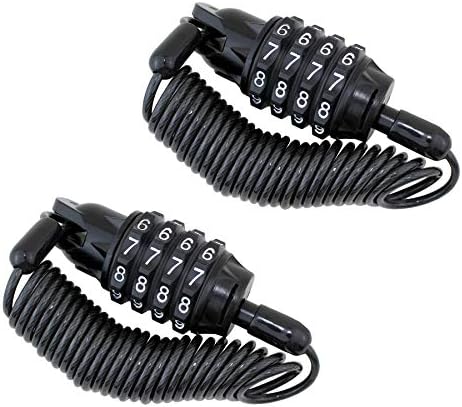 Tengfeng Helmet Lock Cable Resettable Mini Combination Cable Lock Bike Motorcycle Saddle Lock Wire 6 Feet Portable Anti-Theft Duable Cycling Spring Travel Luggage Locks 3mm 2 Pack