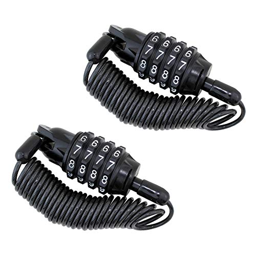 Tengfeng Helmet Lock Cable Resettable Mini Combination Cable Lock Bike Motorcycle Saddle Lock Wire 6 Feet Portable Anti-Theft Duable Cycling Spring Travel Luggage Locks 3Mm 2 Pack #TOP1